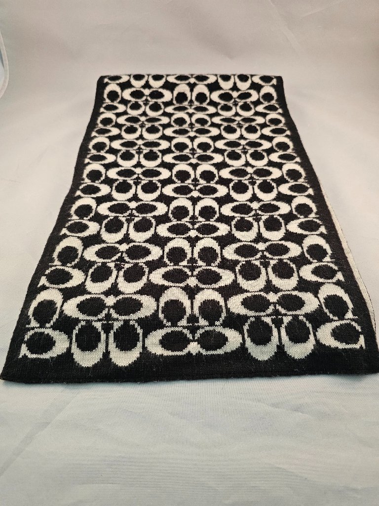 Coach Reversible Black And White Monogram Scarf